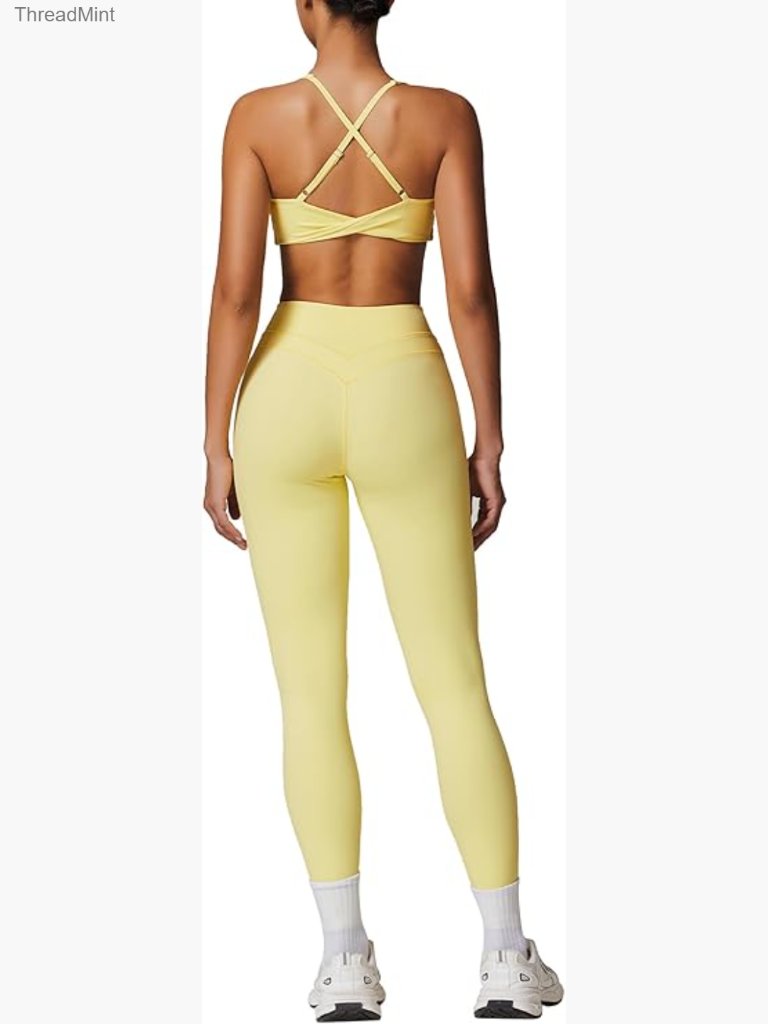 Workout Sets With Adjustable Straps Sports Bra And High Waist Leggings 2 Piece